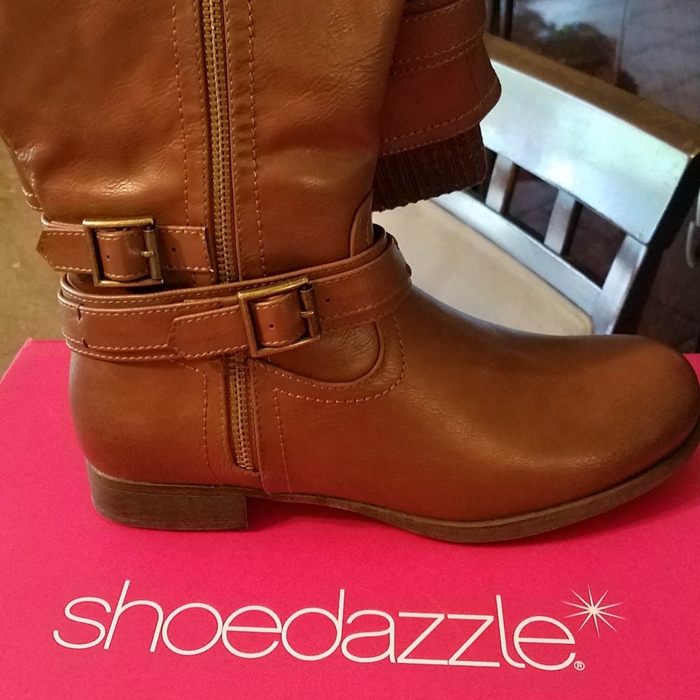 NEW SHOEDAZZLE COGNAC BOOTS 8.5